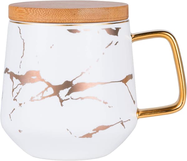Porcelæn Te Kop Kaffekrus Sæt til Eftermiddagste - Marmormønster Hvid White