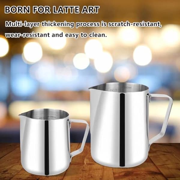 Mælkekande i rustfrit stål til cappuccino og latte art - 600 ml og 300 ml