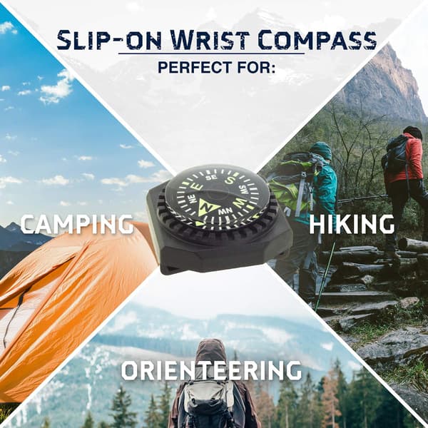 Slip-On rannekompassi - Helppolukuinen kompassi kellon rannekkeeseen tai P