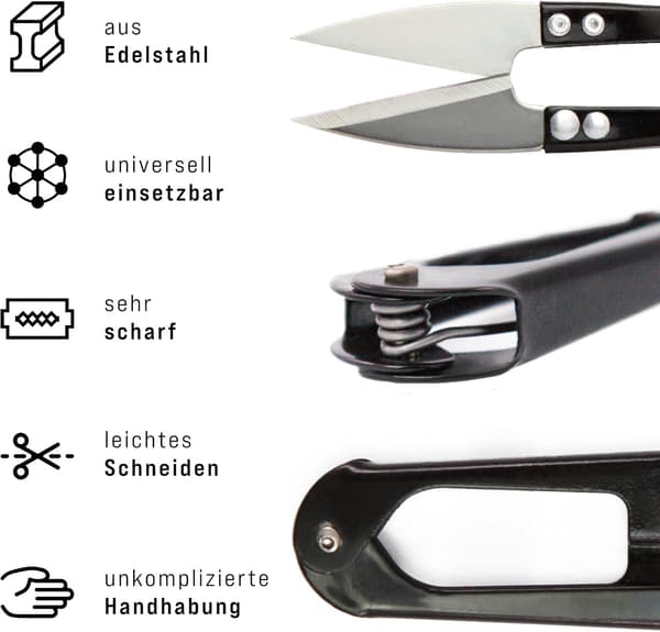 4x Professional Stainless Steel Sewing Scissors - Small Universal Scissors for Precise Thread Cutting, for DIY and for the Entrepreneur