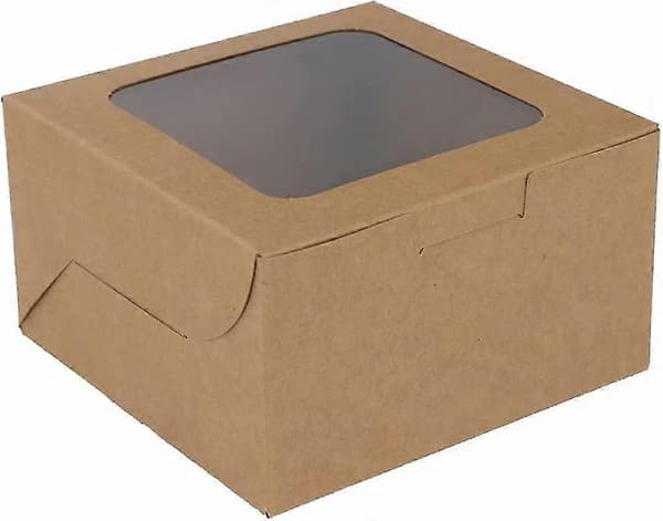 50-pack Brown Bakery Boxes with Acsergery Window, Brown Kraft Paper Cake Boxes Gift