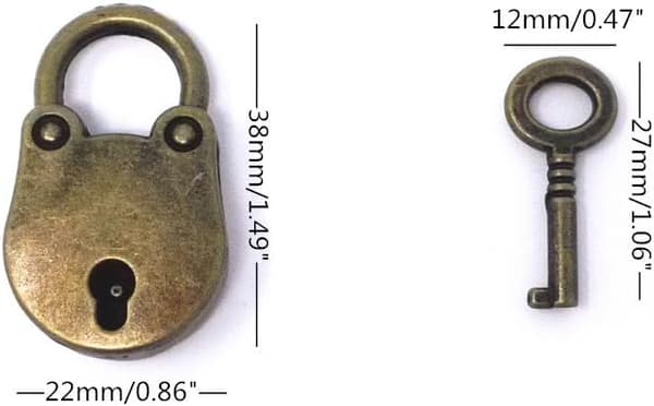 3 stk Vintage Antik Stil Mini Archaize Hængelås Nøglelås med DXGHC