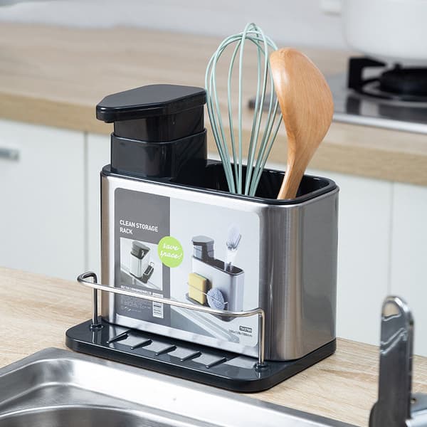 Stainless Steel Soap Dispenser Dish Rack Sponge Drying Rack Kitchen Storage
