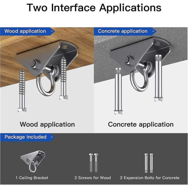 Ceiling Hooks - Suspension System - Hanging Hooks - For Concrete and Wood - Robust Swivel Hooks
