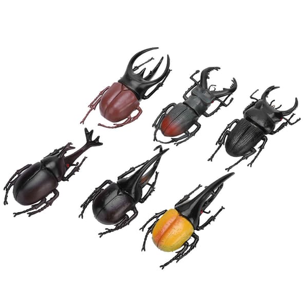 6 stk. simuleringsbille insektmodel Halloween trick rekvisitter giftfri PVC insektlegetøj (sort)