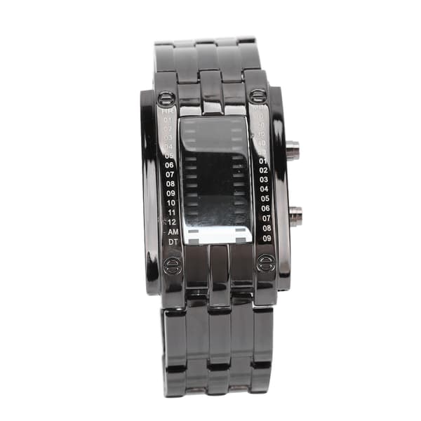 LED Watch Unique Binary Time Display Convex Arc Structure Waterproof LED Wristwatch Electronic Watch Black S