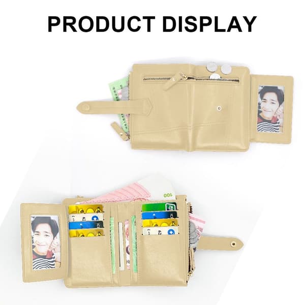 Small Wallet for Women PU Leather Card Holder Mini Off White