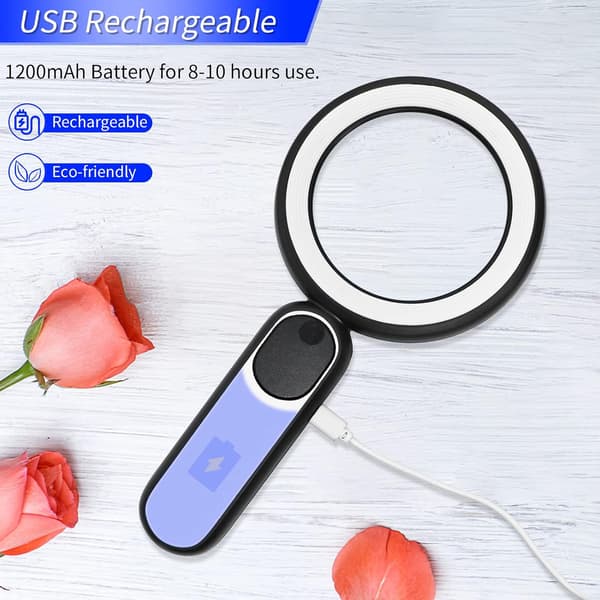 8X Forstørrelsesglass, 21 LED USB Oppladbar Opplyst Lesing