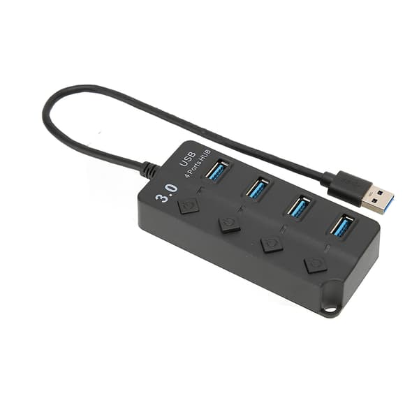 USB 3.0 HUB 4-porter USB3.0 Maksimal 5 Gbps stabil overføring Plug and Play tidsbesparende USB-splitter for Win OS X