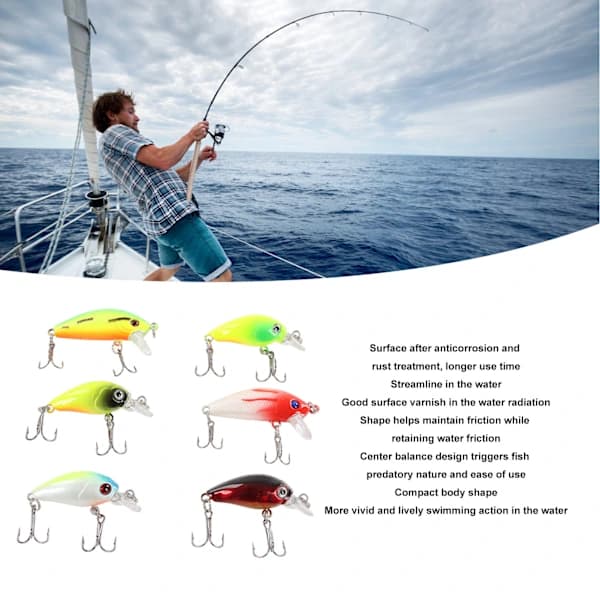 High-Resolution 3D Lifelike Fishing Lures - 6 Pcs