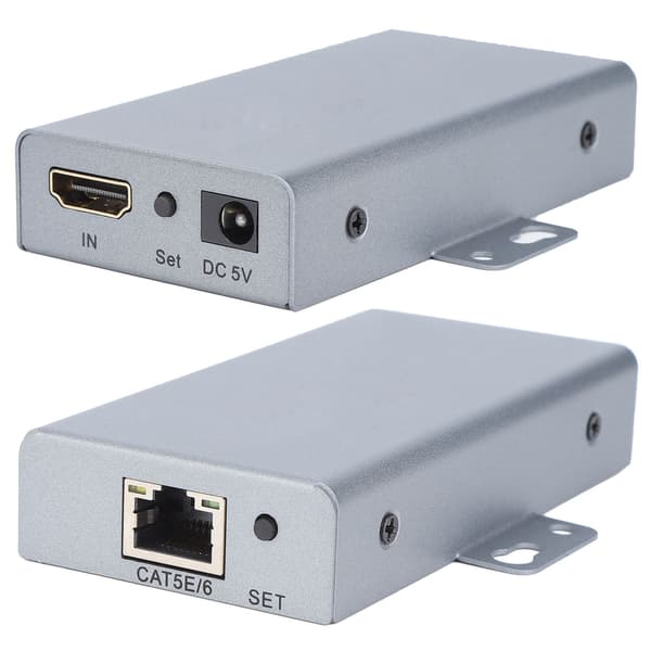 High-Definition Multimedia Interface Extender Kompatibel Sender/Mottaker med Adapter for Signaforlengelse 110-240V UK-plugg