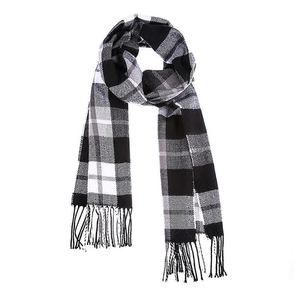 Varm rutete dame vinter skjerf og skjerf unisex svart og grå