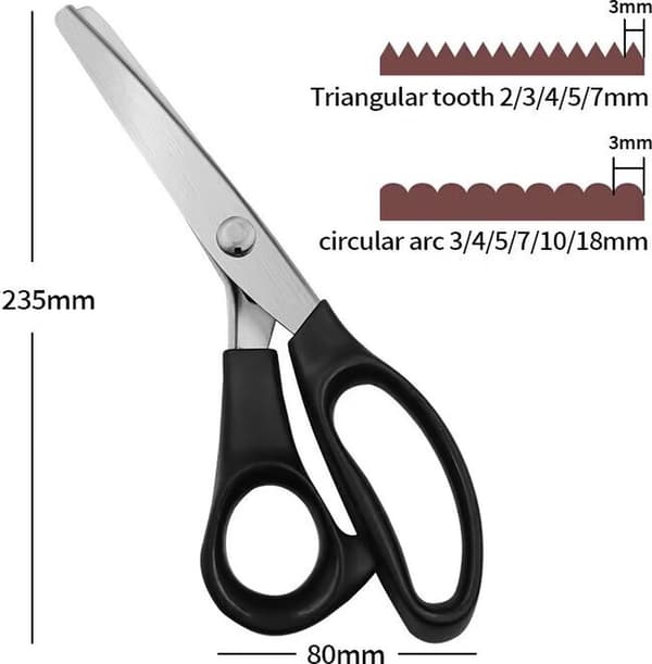 1 pc Fabric Scissors - Zigzag Pattern 5mm - Fabric Scissors - Textile Scissors - Tailor Scissors - For Clothing Fabric, Leather, Cotton, Paper...