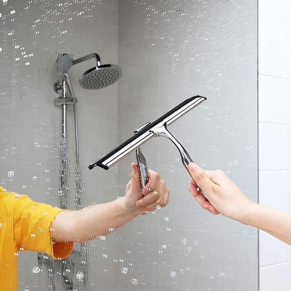 Shower squeegee, window squeegee in stainless steel with replaceable blade KLB