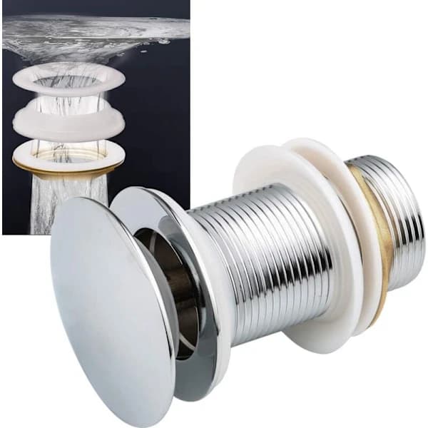 Pop Up Sink Stopper Without Overflow Universal Chrome Copper Sink Plug For Kitchen, Bathroom, Washbasin, Sink