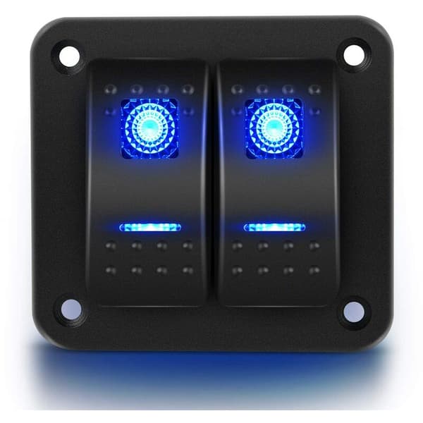 2-veis vippebryterpanel 5-pinners på/av forhåndskoblet vippebryter vanntett bryterpanel for bil marine ATV tilhenger blå