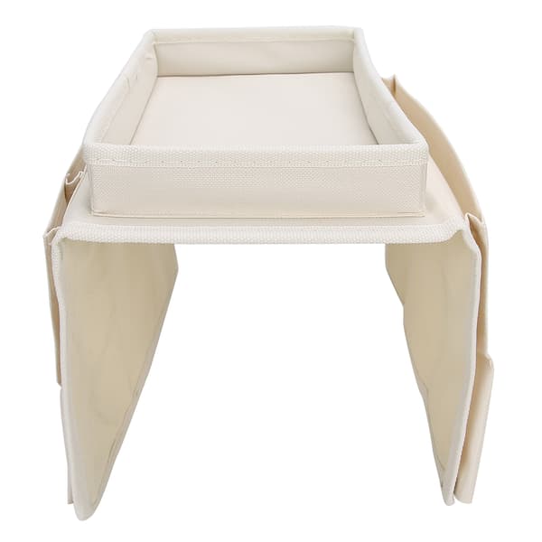 4 lommer sofa armlene TV fjernkontroll Organizer Lenestol Sofaveske med koppholderbrett Beige