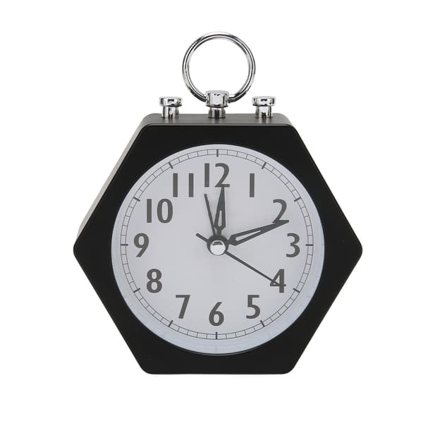 Polygon Alarm Clock Metal Shell Stable Silent Compact Alarm Clock for Student Black