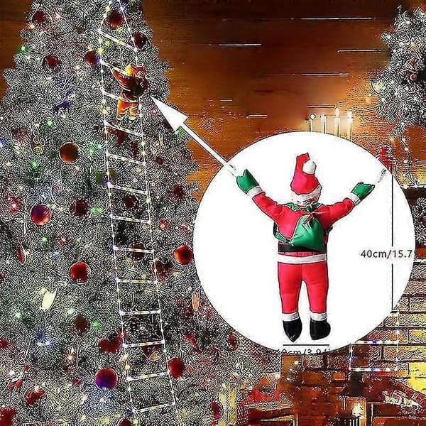 Climbing Santa on Ladder with Lights 150cm LED USB Remote Control Santa