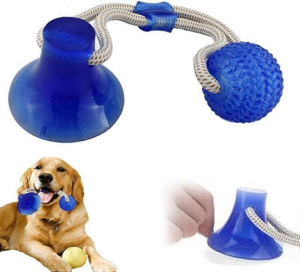 Multifunctional Pet Molar Bite Toy, 2024 Upgraded Interactive Rope Toys Blue blue