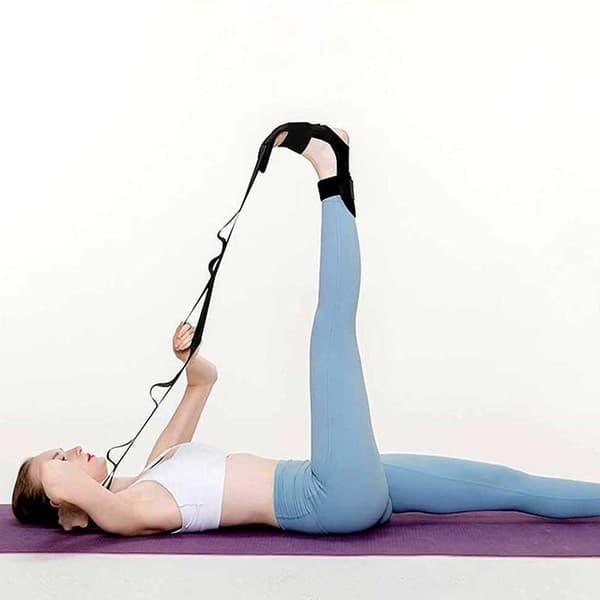 Yogastretchbånd med netpose, elastisk ankelstretchbånd med spænder, blød benstretch, hjælper med at strække ben og fødder