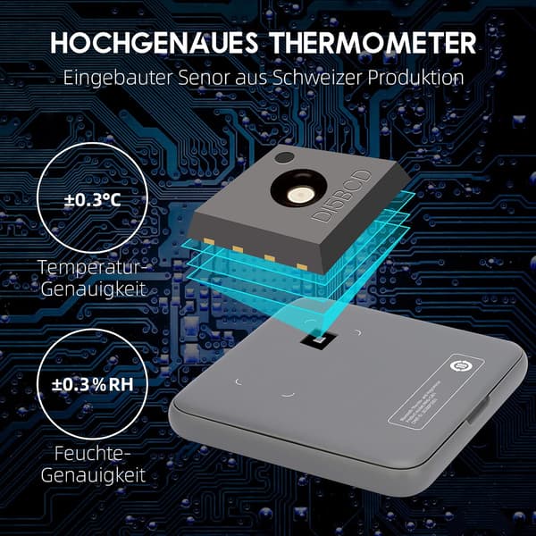 Hemma Digitalt Innendørs Hygrometer Termometer med E-blekkskjerm og