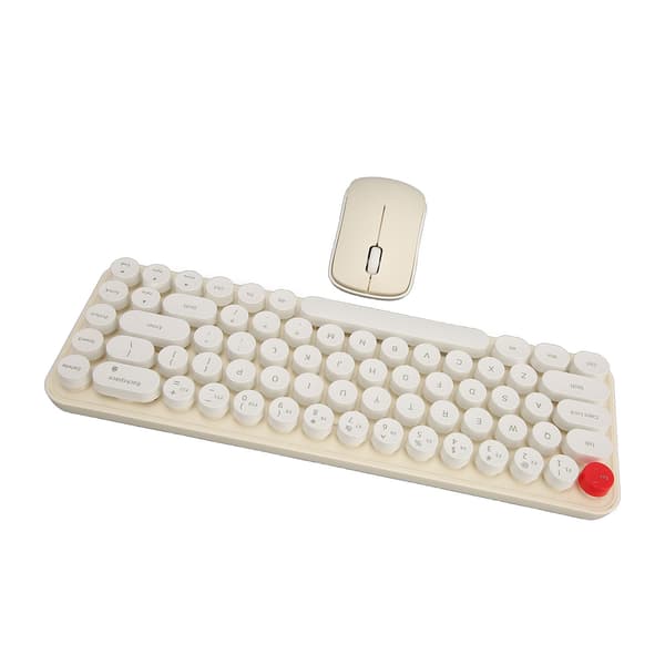Wireless Keyboard and Mouse Set Mini Portable Retro Silent 2.4G Wireless 68 Keys Office Keyboard and Mouse Set Beige