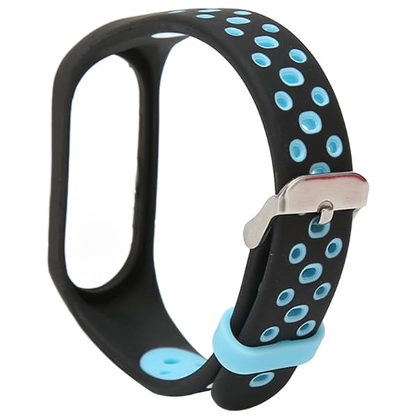 Replacement Bracelet Full Protection Adjustable Size Soft Silicone Smart Wristband Strap for Mi Band 7 Black Blue