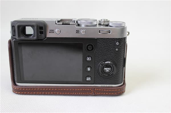 Skyddande läderkameraväska för Fujifilm x100f, mörkbrun