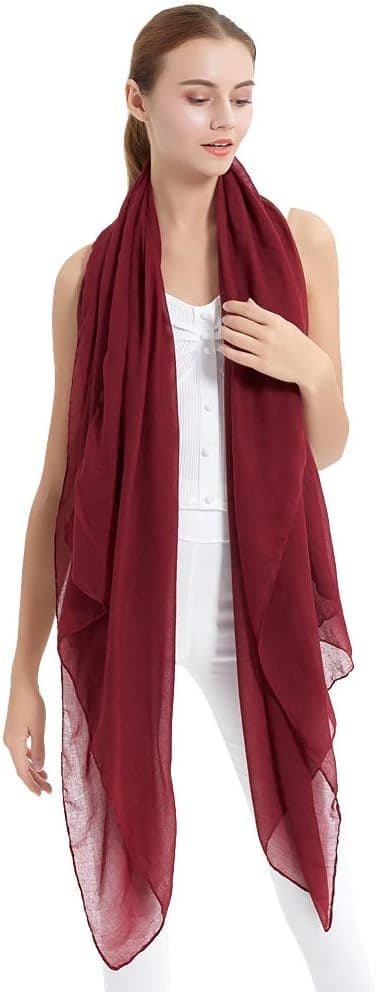 Röd bomullsscarf enfärgad stor dam sheersjal wraps för kvällsparty