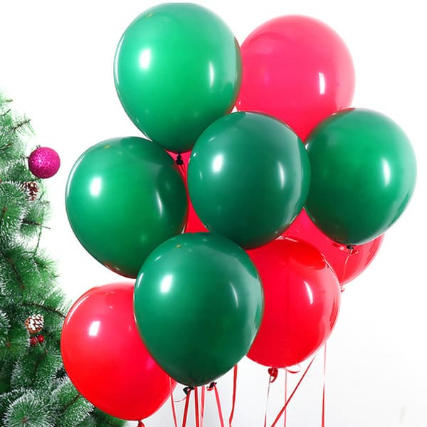 300-pakning røde, grønne og hvite lateksballonger til jul - Christma
