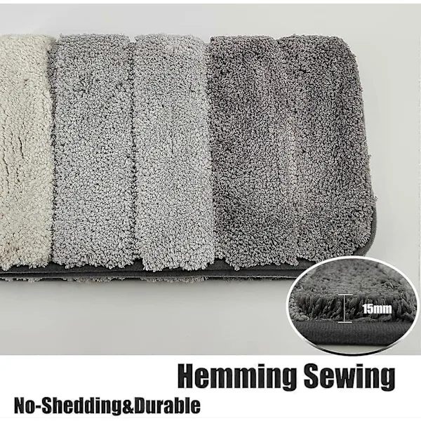 Absorberende sklisikker mikrofiber baderomsmatte med striper, beige