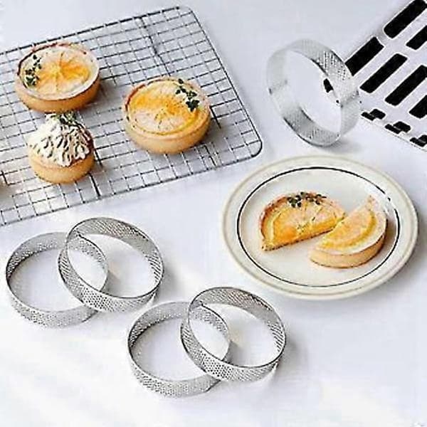 5 stk Tartelettringer i rustfritt stål 7 cm med hull