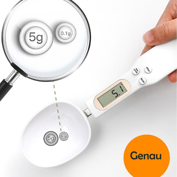 (White) 500g/0.1g Electronic Kitchen Scale Measuring Spoon, Digital