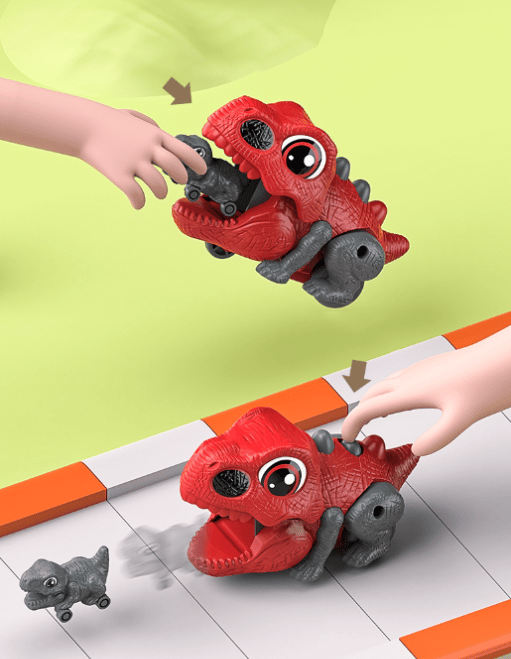 Rød dinosaurkatapultbil for barn