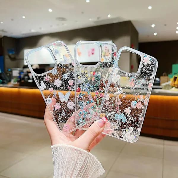 För iPhone 14 Fräscht Litet Blommig Telefonfodral Dropplim Skyddsfodral