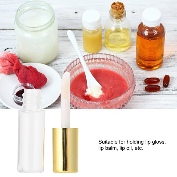 45 stk 1,2 ml Mini påfyllbare tomme lipglossrør Leppestiftflaske Beholder Dispenser Gull
