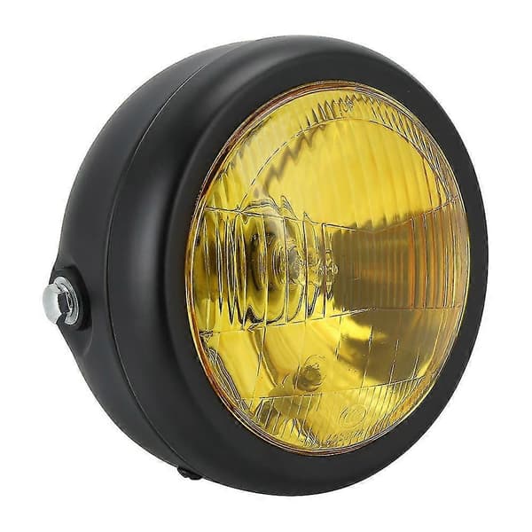 Retro Motorcycle Round Headlight Yellow Lens Headlamp Modification Fits for GN125