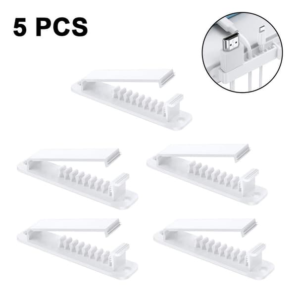 Cable Holder Cable Clips, 5-pack Cable Organizer Set with White KLB