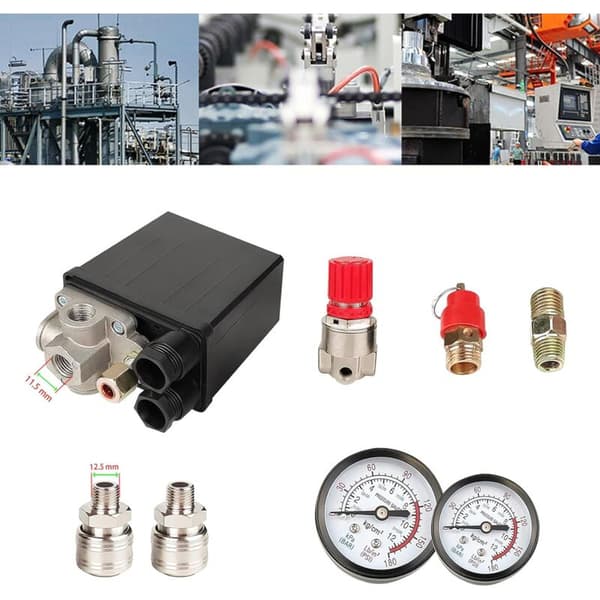 Tryksensor Luftkompressor Trykregulator Kompressor med trykmåler Switch Luftkompressor Kontrolventil