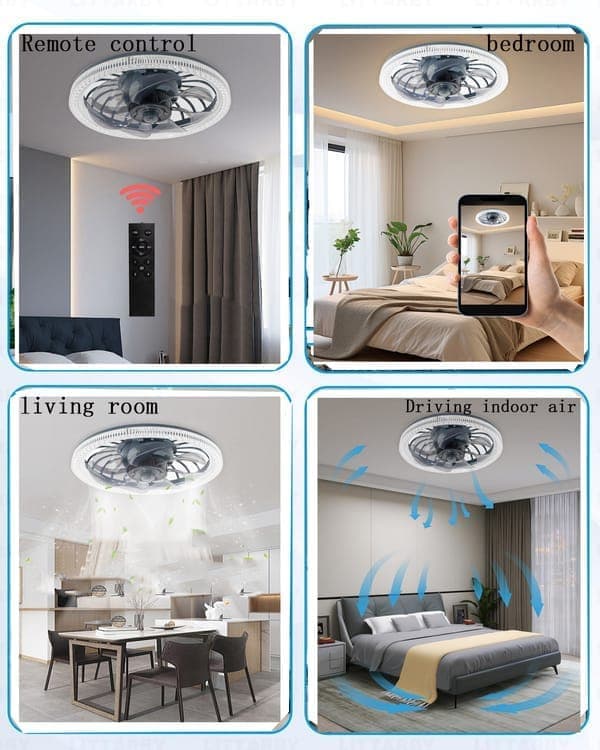 Ceiling Fan Dimmable Ceiling Light Silent Fan Lamp, with Remote Control