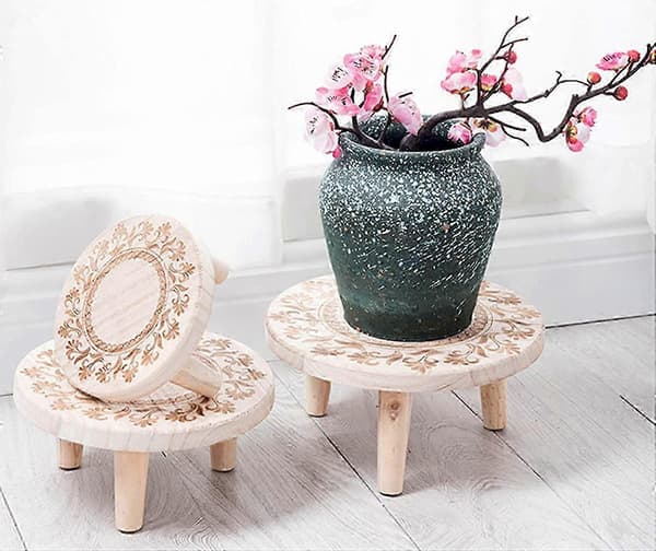 Rustik Mini Træskammel - Dekorativ Blomsterkrukkeholder til Indendørs/Udendørs Brug