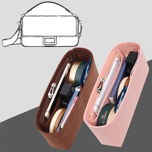 Multifunctional Insert Bag for Women in Felt Fabric Coffee