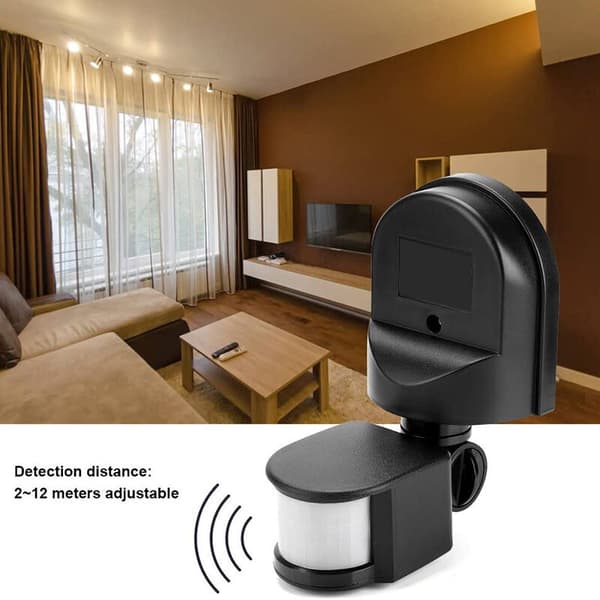 Sensor Switch, 160° Waterproof Adjustable PIR Infrared Motion Detector Lamp Switch, Black