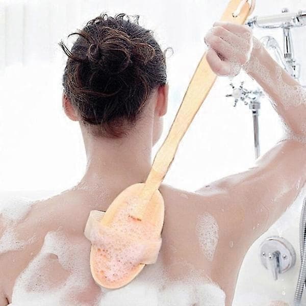 Naturlig træ badebruser kropsrygbørste skrub TOP massage