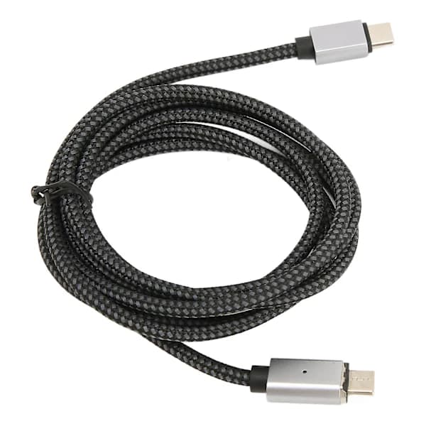 USB C Magnetisk Ladekabel - 1,5m, PD 100W Hurtiglading, 480Mbps, Rett Kabel med LED-lys
