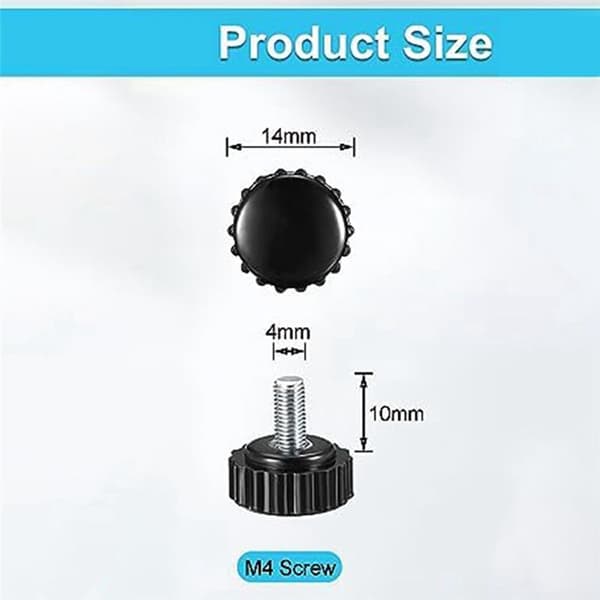 Threaded Knurled Screws, 20 Pcs X 10mm Bolts on Black Round Tightening Knobs