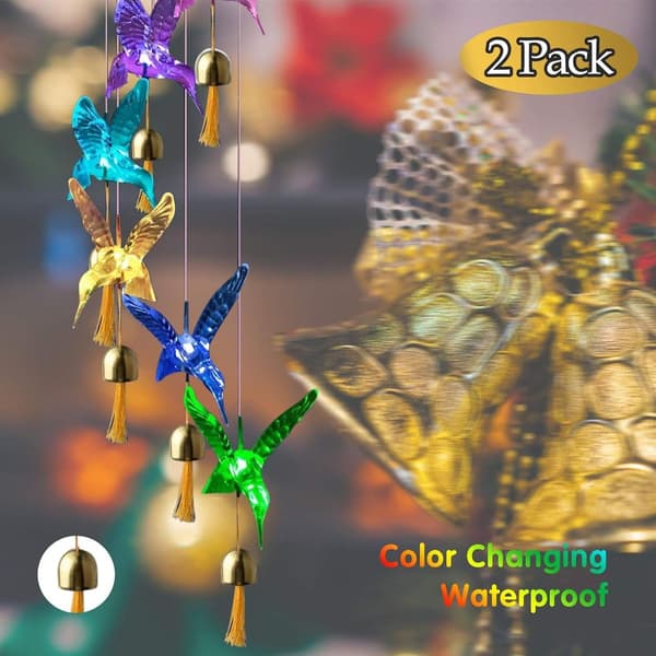 Solar Hummingbird Wind Chime Design with Bells