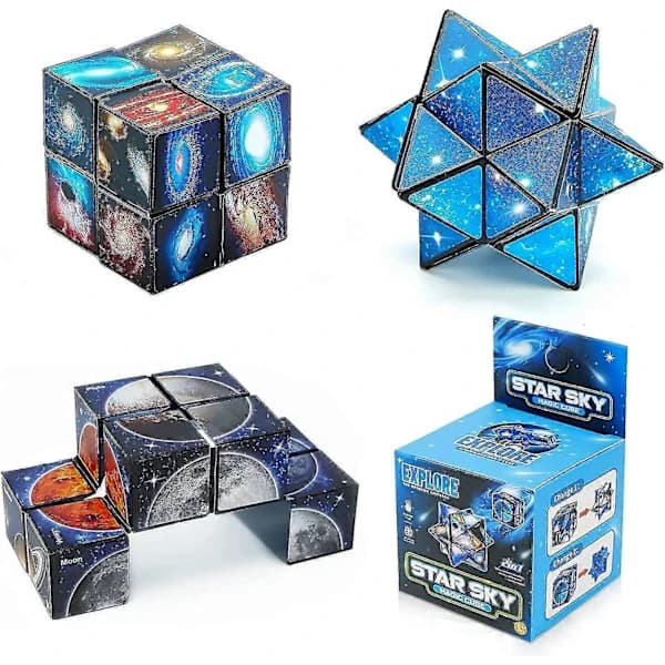 Star Cube Magic Cube 2 i 1 sett, Yoshimoto Cube Infinity Magic 3D-puslespillkuber, hjerneutviklingspuslespill for barn og voksne