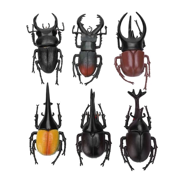 6 stk. simuleringsbille insektmodel Halloween trick rekvisitter giftfri PVC insektlegetøj (sort)